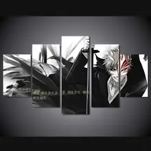 5 Panels Wall Art Anime Bleach Ichigo Kurosaki 5 Pieces Paintings Canvas Poster Unframed