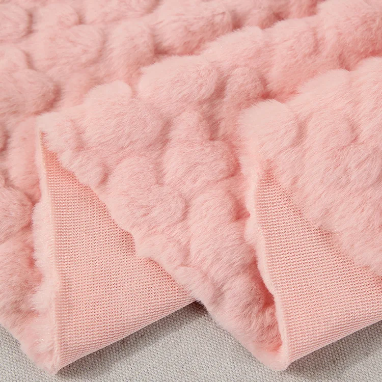 

1 Meter Loving Heart Embossed Faux Fur Fabric Fashion Plush Fur Garment Cushion Toy DIY Material Fabric