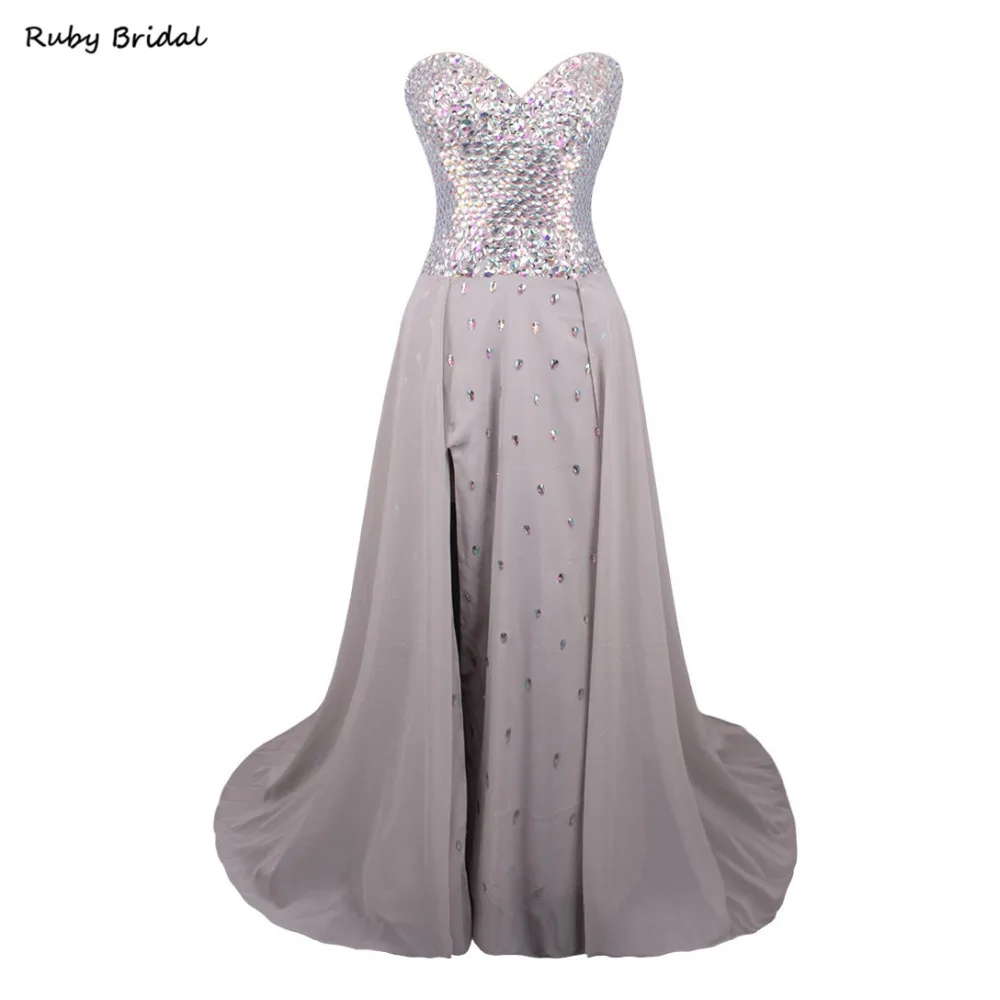 Ruby Bridal2017 Vestido De Festa ТРАПЕЦИЕВИДНОЕ платье для выпускного вечера серое шифоновое