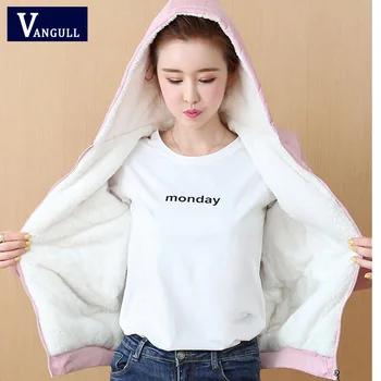 

Vangull New Lamb Fleece Women Parka Thicken Warm Hooded Jacket 2019 Winter Fashion Cashmere Coat Plus Size 3XL Fur Lined Outwear