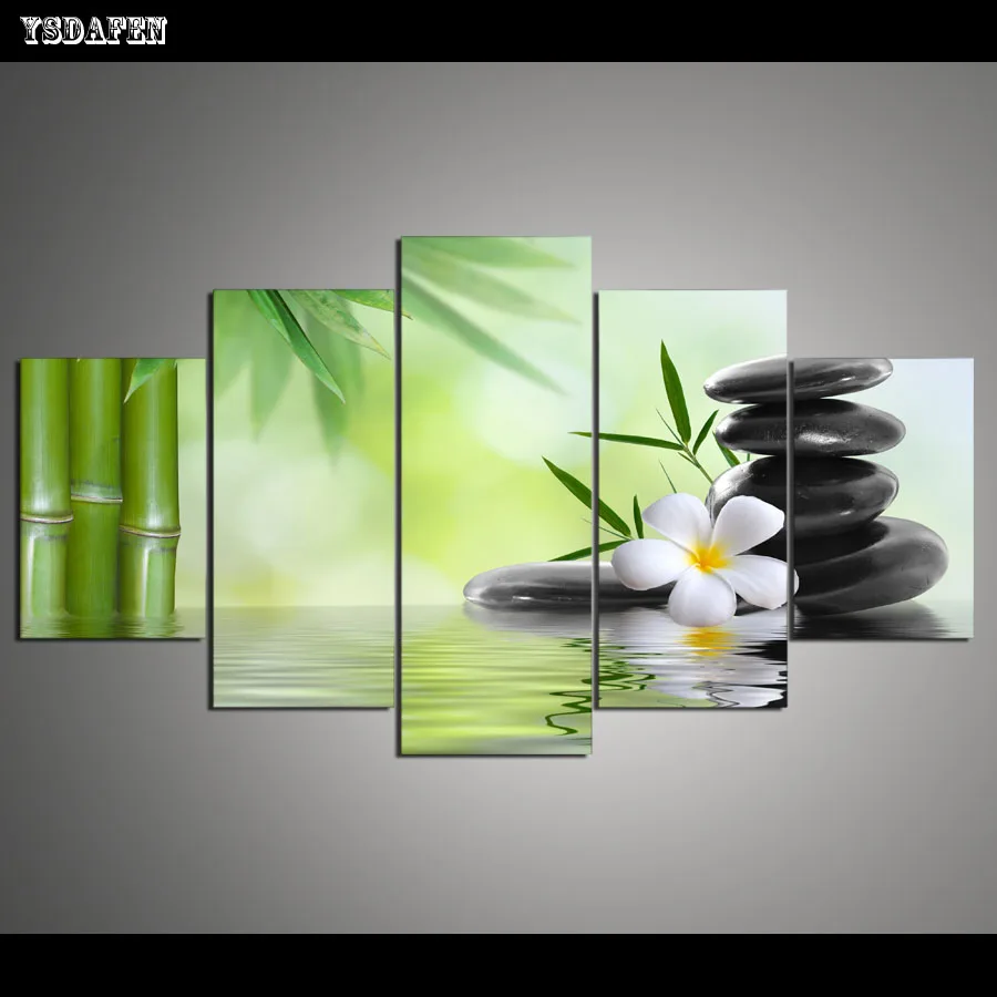 

5 Panel Living Room Modern Home Decoration Flower and stone Painting On Canvas Oil Painting Wall Painting Framed Art F/1775