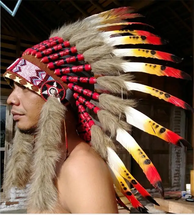 

North American indians hat Feather headdress Cacique caps