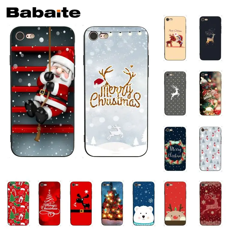 

Babaite Santa Claus Christmas Deer happy New year Soft Silicone Phone Case Cover for iPhone 8 7 6 6S Plus 5 5S SE XR X XS MAX