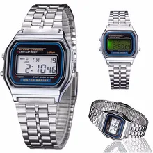 New Classic Men Women LED Digital Stainless Steel Stopwatch Wrist Watch Silve sponge watches box case display storage watch silver classic men women retro stainless steel lcd digital sports stopwatch