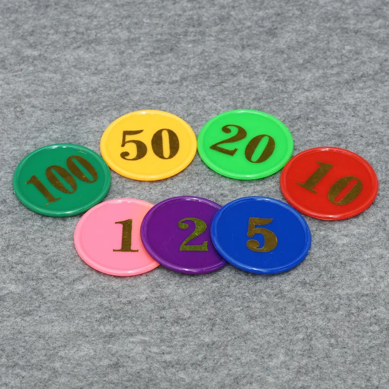 160Pcs Plastic Poker Chip with 4 Golden Large Numbers Printing for