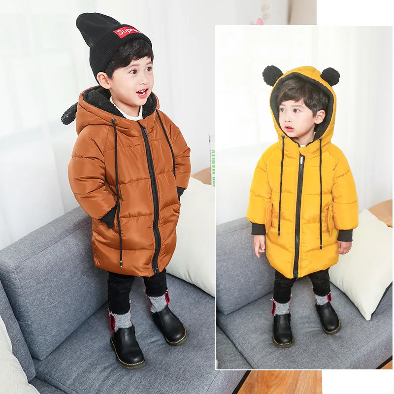 Детская зимняя хлопковая одежда для мальчиков и девочек одежда для мальчиков хлопковые пальто толстые пальто детская одежда с перьями