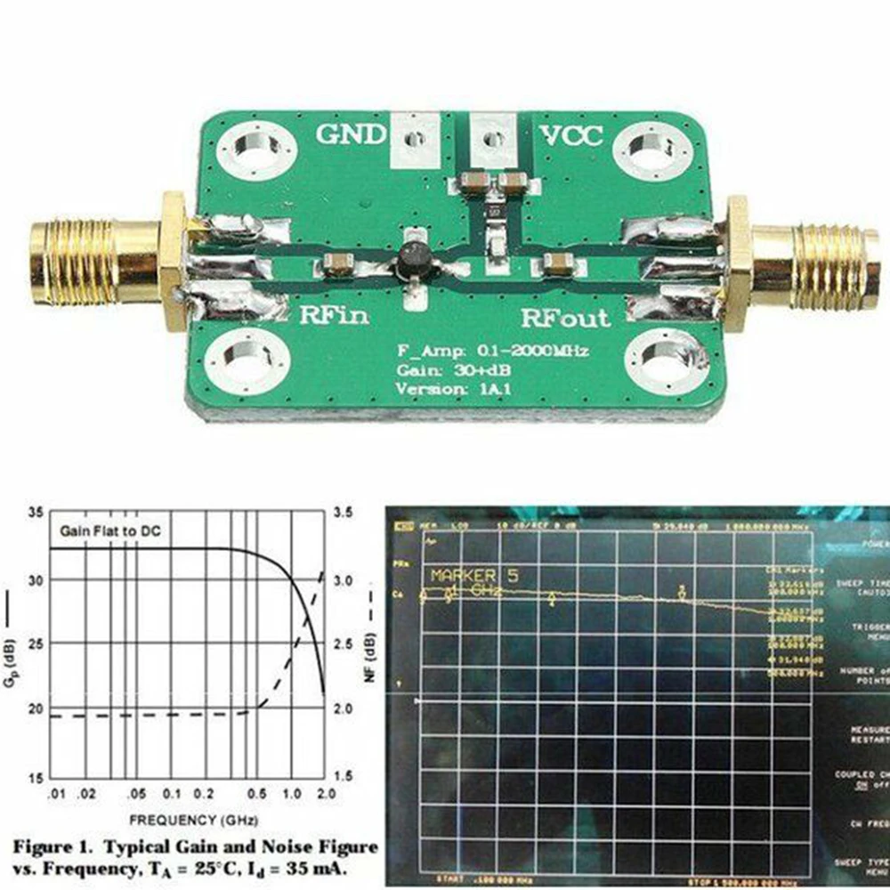 0.1 2000MHz RF Amplifier Signal Boosters 30dB Low noise LNA Broadband
