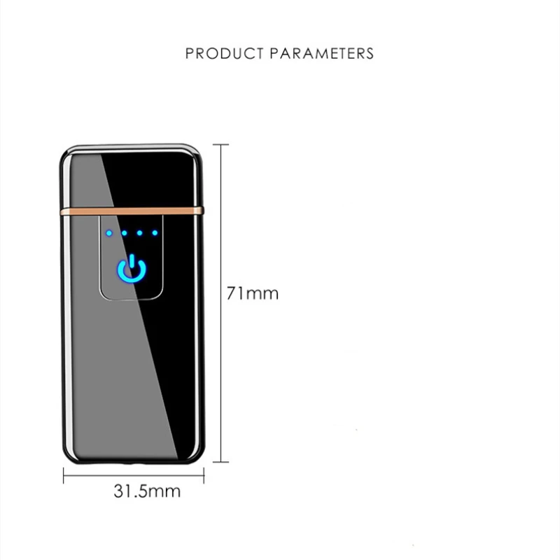 Сенсорная электронная зажигалка с USB зарядкой тонкие маленькие перезаряжаемые