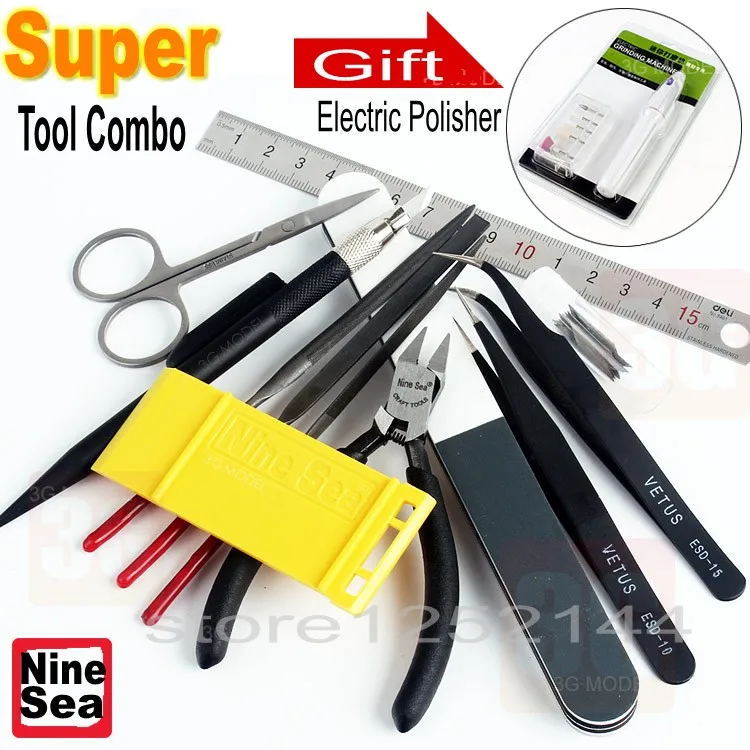 

Nine Sea Brand Gundam Miniature Military Scale Model Assembly Model Tools Different Combo With Box and Electrial Polisher
