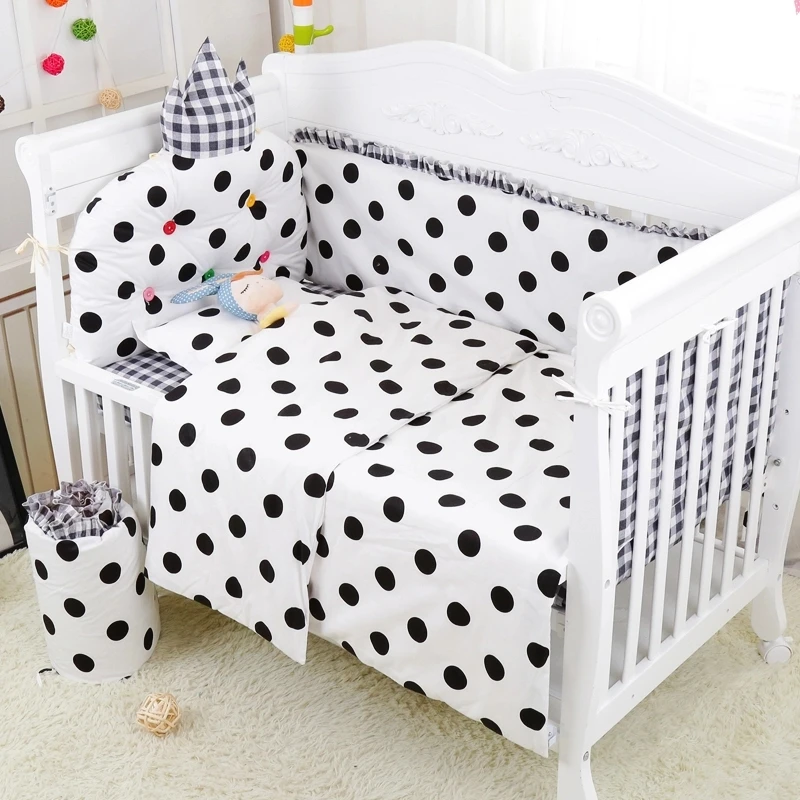 US $111.51 7pcsSet Muslin Cotton Baby Crib Bedding Set Luxury Crown Headrest Cushion For Baby Cot Set Include Bumpers Quilt Sheet Pillow