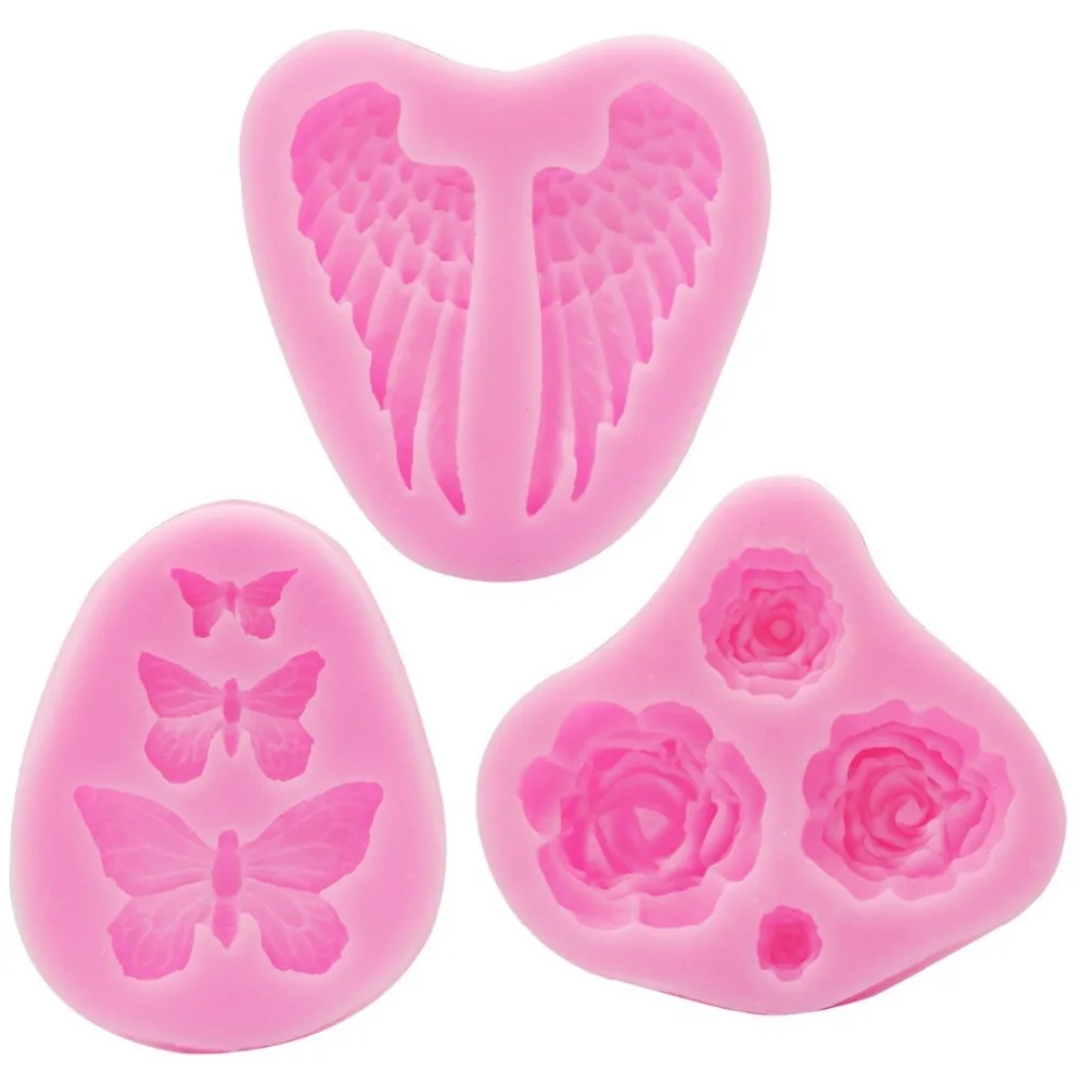 Buy 3pcs/set Silicone Flower Fondant Molds for Cake