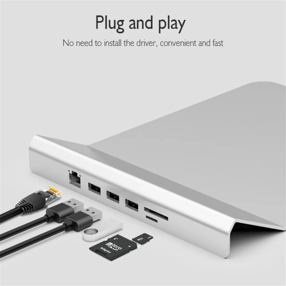 

Multi-function mouse pad expander 6 in 1 extender+Aluminum alloy USB C hub 3 USB ports, SD, SD Mircro ,RJ45