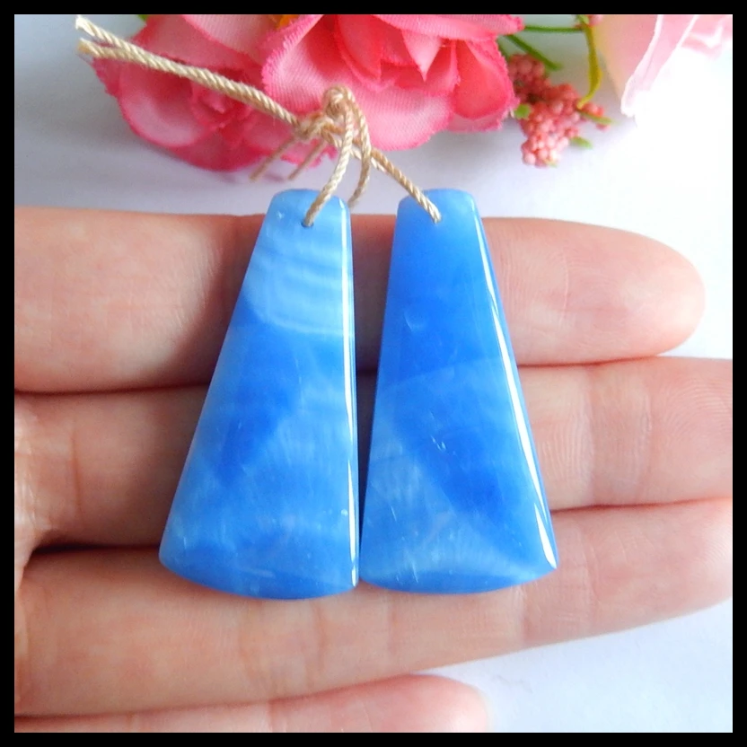 

Blue Jasper fashion woman Earring Beads,Semi-precious stones jewelry accessories,38x18x5mm,9.8g