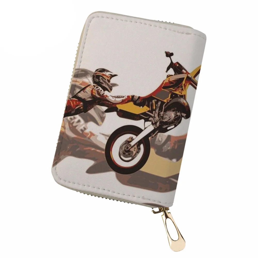 

NOISYDESIGNS Women ID Card Holder Biker Motorcross Print PU Credit Card Holder Ladies Travel Card Organizer Wallet Case Cards
