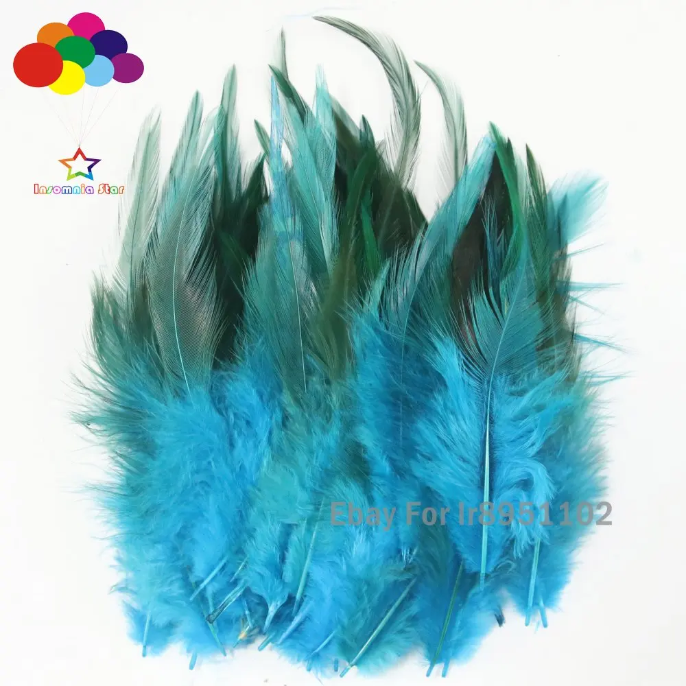 Dyed Blue Lake Chicken Feather 100 Pcs Rooster Saddle Hair Extensions