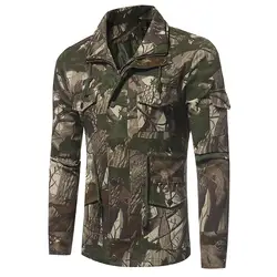 Мужская камуфляжная куртка в стиле джунглей, Мужская ветровка с карманами для отдыха, Повседневная хлопковая Свободная куртка