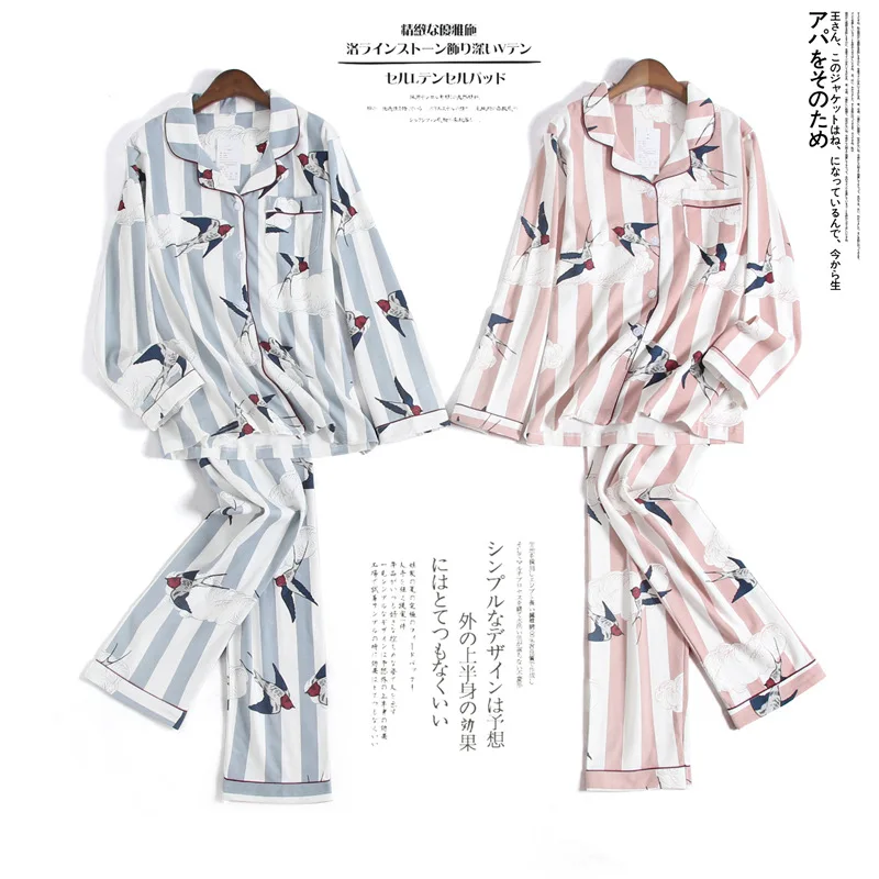 Fdfklak пижамы Для женщин пижамный комплект 2018 Новый Демисезонный хлопка с длинным рукавом Pijama Женщина комплект пижам из 2 предметов Домашняя