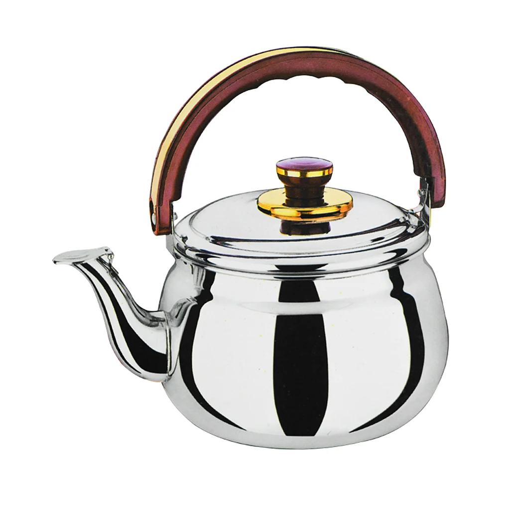 Outdoor Camping Stainless Steel Whistling Kettle Kitchen Tea Pot Silver 4.7L