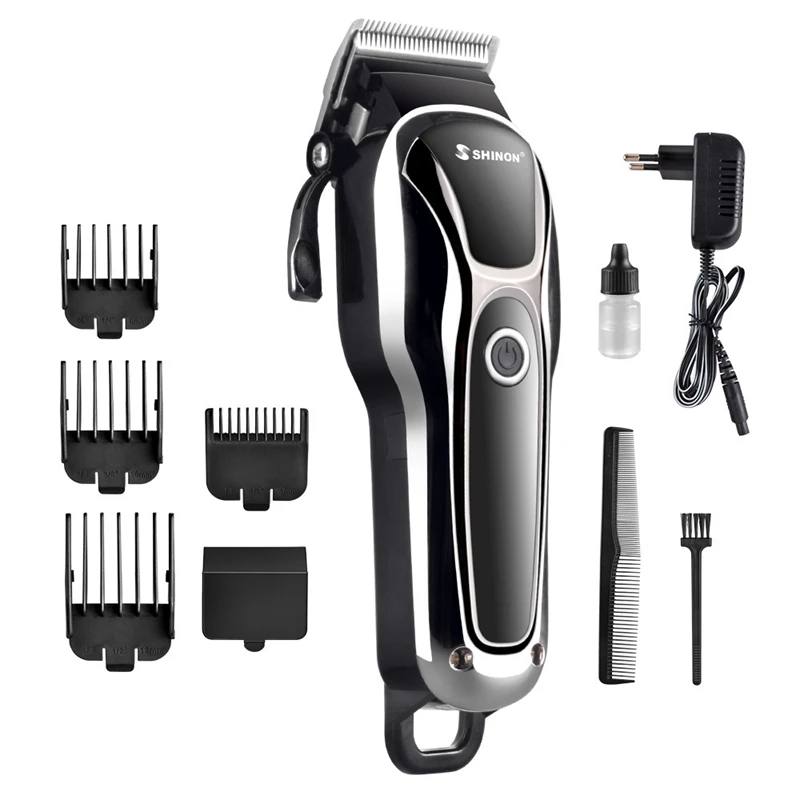 SHINON Cord/Cordless Professional Hair Clipper Electric Hair Trimmer For Man Hair Cutter Pro Hair Cutting Machine Haircut Barb - Цвет: Black