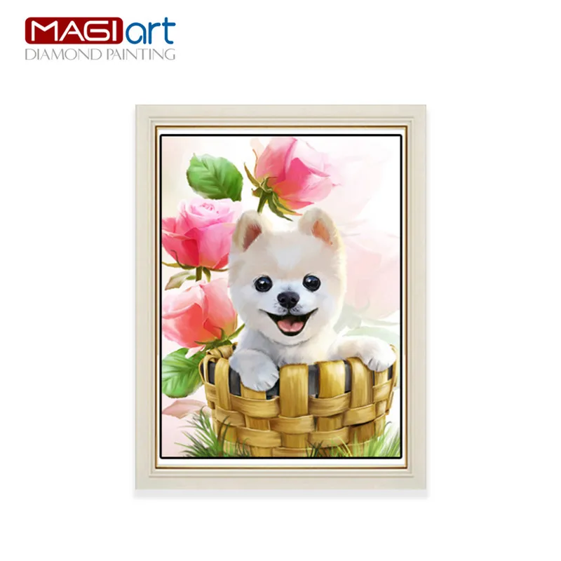 

Diamond painting accessories,Diamond embroidery,5D DIY mosaic Diamant, picture of rhinestones,full round Dog flowers ZMA005