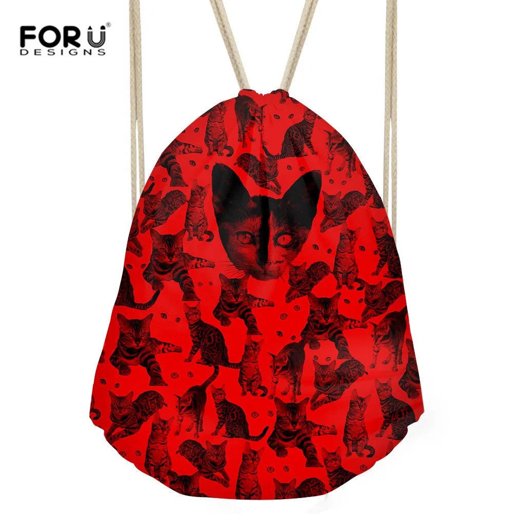 FORUDESIGNS Drawstring сумка 3D с принтом кота строка мешок пляжные Для женщин Для мужчин Путешествия хранения посылка подростков рюкзак Dropshipping Новый