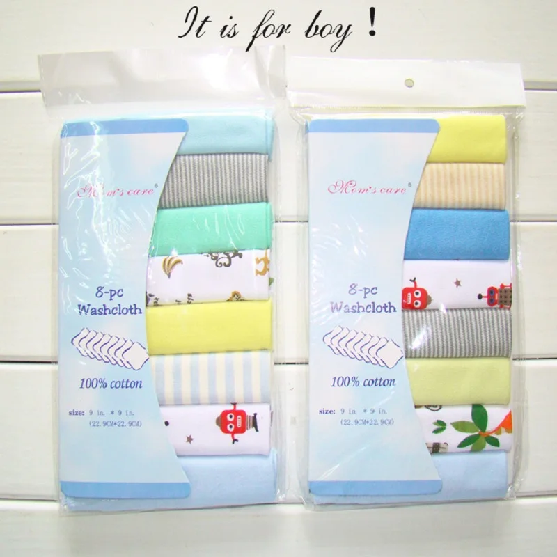 8pcs / Pack Newborn Baby Cotton Towels Saliva Towel Towel Baby Boys Girls Bebe Toalha Towel Handkerchief KF011 - Цвет: Boy