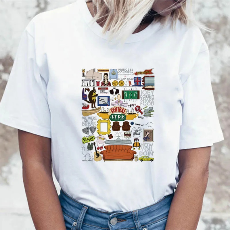 

Friends tv show collage t shirt t-shirt tshirt ulzzang women funny graphic harajuku female for top korean tees clothing