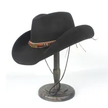 Модные женские мужские шерстяные полые западная ковбойская шляпа леди джентльмен Outblack Sombrero Hombre джаз шляпа фетровая шляпа Федора
