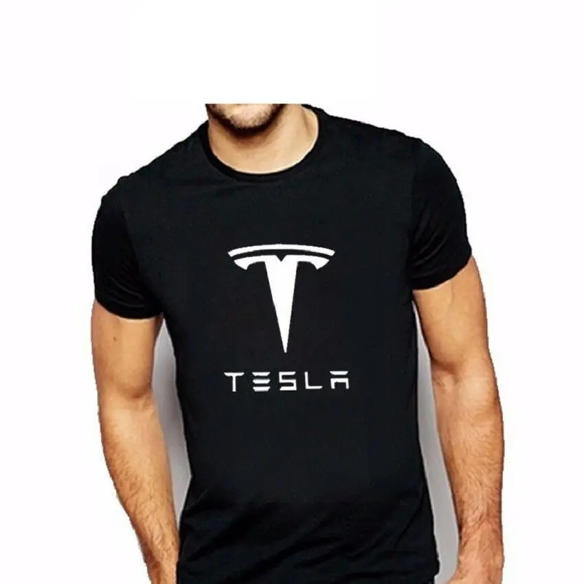 Tesla мужские футболки с коротким рукавом круглым вырезом и буквенным принтом