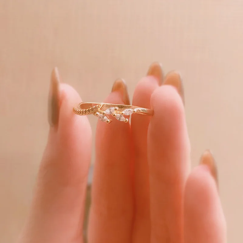 Двойное роскошное цветочное кольцо с цирконием маркизы, вечерние кольца для женщин и девушек, новинка, модное Ювелирное кольцо 3 цветов KBR336M