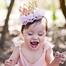 Infant Baby Headband Crown Baby Girls Princess Queen Flower Hairband Headband Hair Band Kids Birthday Party Accessories
