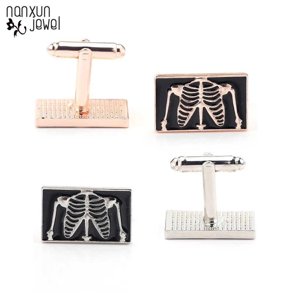 

New High Quality Skeleton Cufflink Rose Gold Silver Doctor Human Medical Enamel Cuff Links Men Shirt Jewelry Accessories Gifts