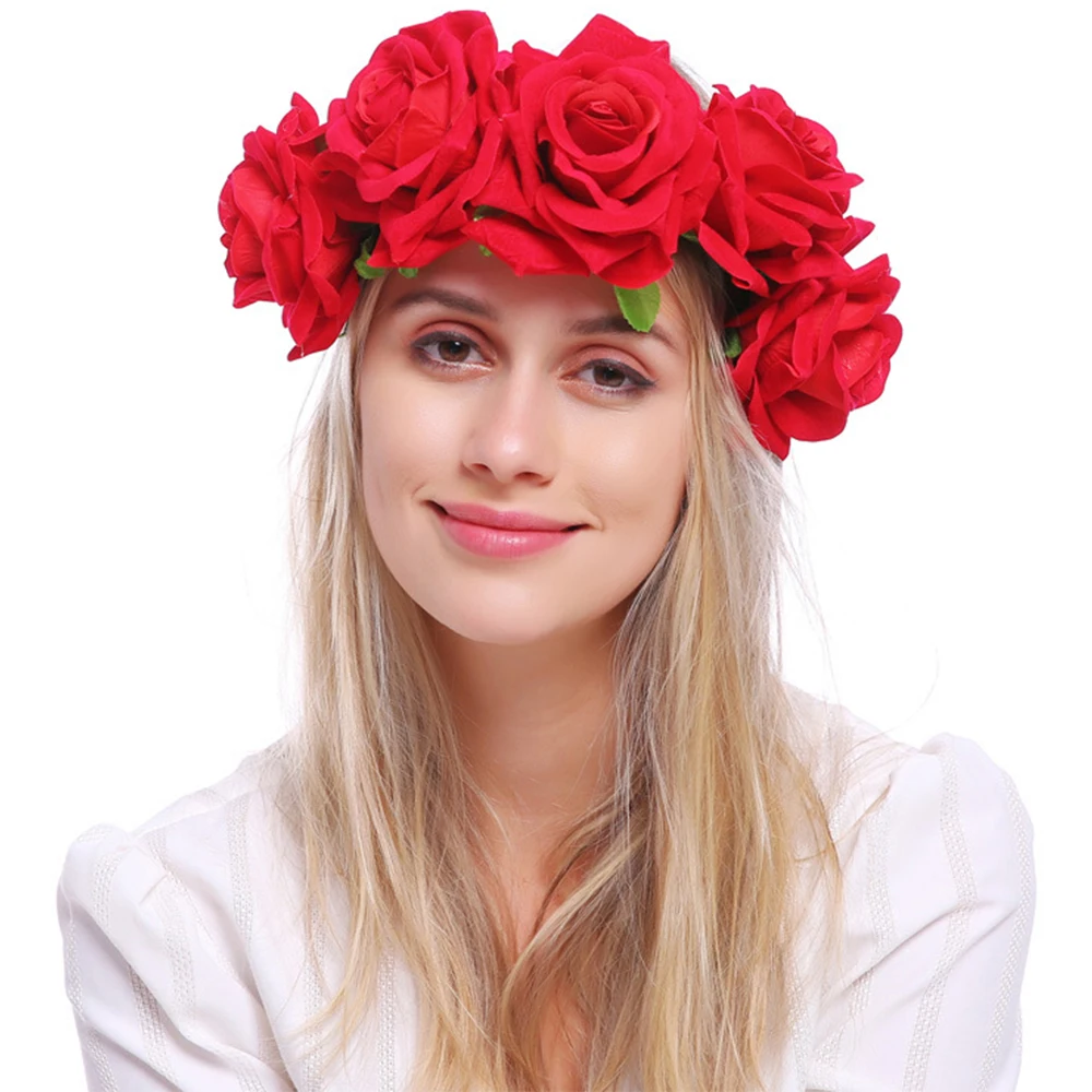 New Wedding Flower Crown Head Band Women Wedding Floral Head Wreath Bridesmaid Bridal Headpiece Female Flower Headband Dropship vintage hair clips