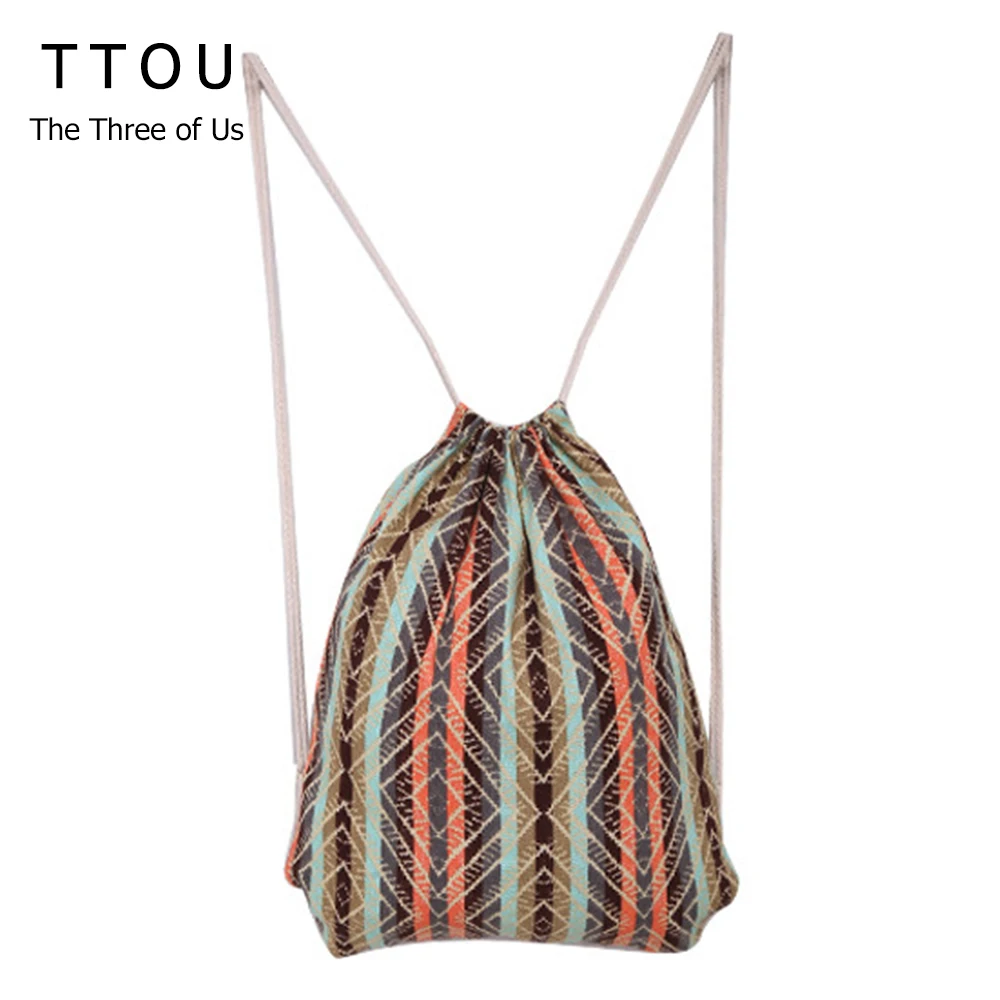 

Unisex Retro Geometric Backpacks Printing Bags Drawstring Backpack Mochilas Feminina Backpacks for Teenage Girls Ladies Travel B