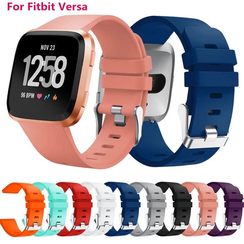 Силиконовый сменный ремешок для Fitbit Versa ремешок унисекс спортивный чистый цвет смарт-часы браслет ремешок для часов ремень для Fit bit Versa