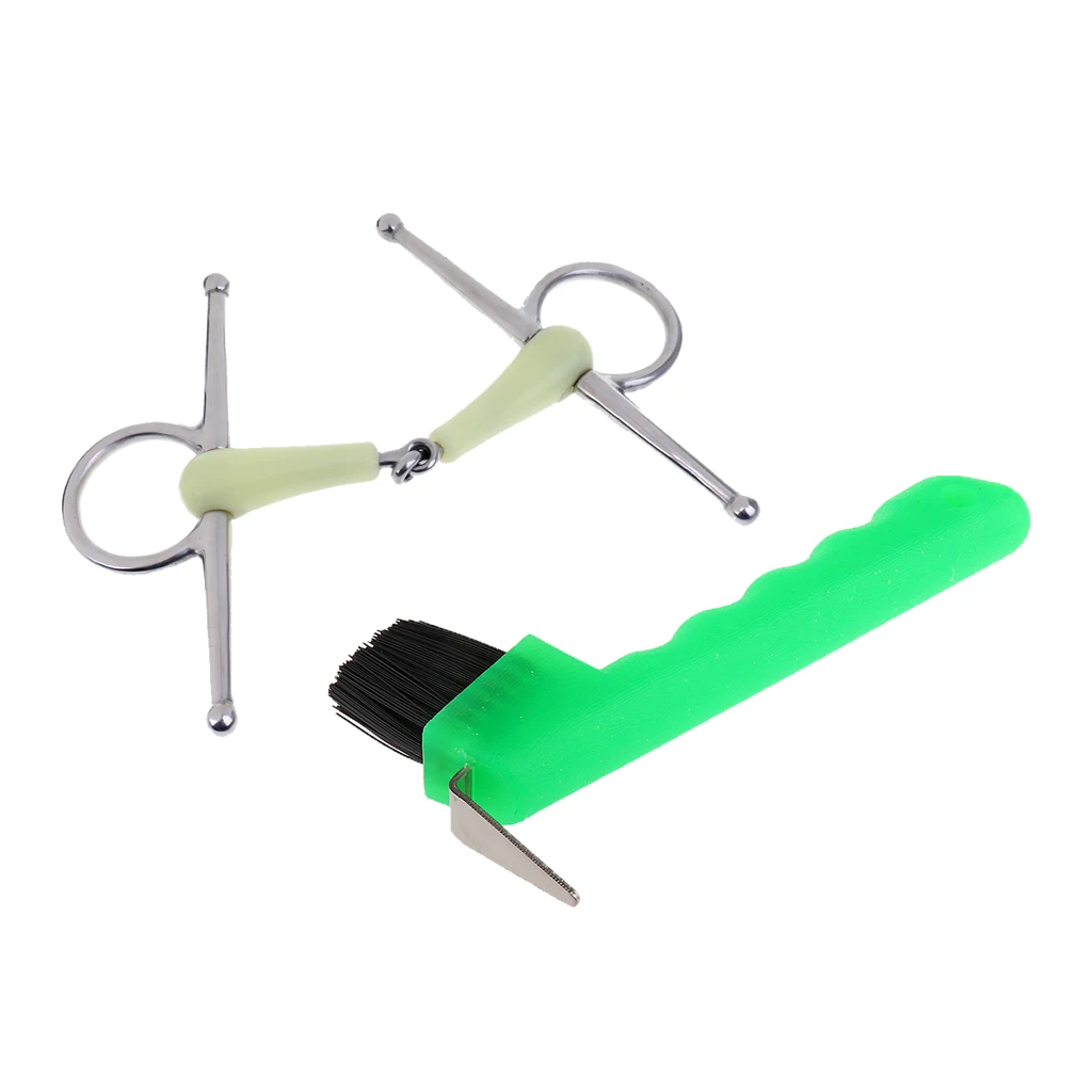 

5.5'' High-grade Full Cheek Snaffle Bit Plus Hoof Pick With Brush Equestrian Accessories Equipment For Horse