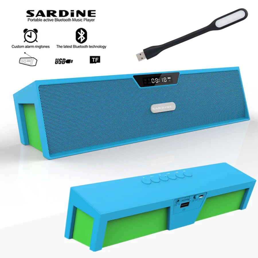 Sardine HIFI blue portable wireless bluetooth Speaker, Stereo TF FM radio subwoofer column for 