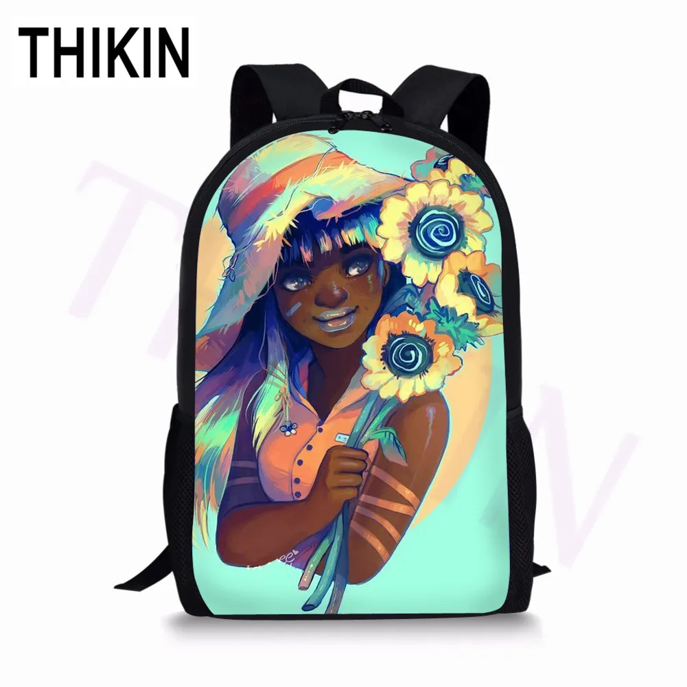 THIKIN афро Америка черное искусство девочки дети школьные сумки Back Pack учители, доктора, медсестры детские школьные сумки молодежный рюкзак - Color: as picture