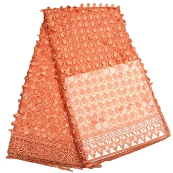 

Peach color african Lace Fabrics new arrival 3d French Lace Fabric for girls dress Tulle Lace Fabric