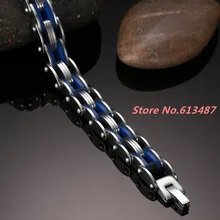 Очаровательный "* 10 мм Мужской Женский браслет синий силикон и серебро 316L нержавеющая сталь модный браслет для мужчин лучший рождественский подарок