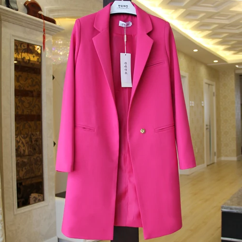 Осень длинный рукав Повседневный Блейзер и куртка Женская Плюс Размер Длинный блейзер верхняя одежда женская блузка предлагает женщин - Цвет: rose