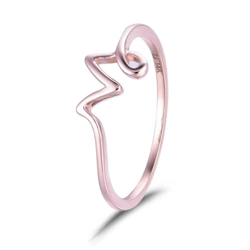 

100% 18K Gold Rings For Women Water Wave Design Real Gold Jewelry Finger Rings For Lover Best Gifts 1.16G