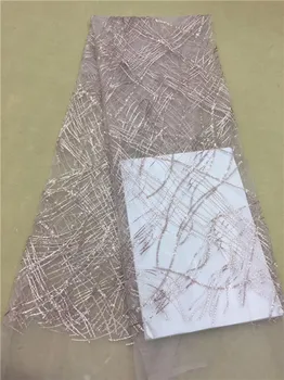 

New Nigerian Embroidered Sequined Mesh Lace Fabric Bride Wedding Fabrics 2018 India African Net Tulle Swiss Voile X4