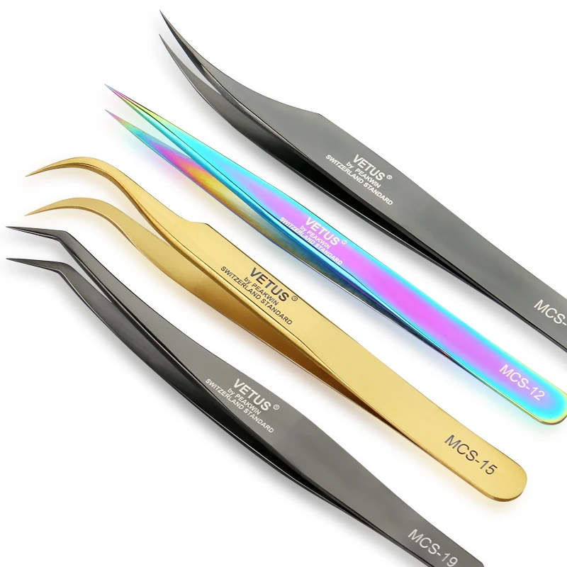 

Vetus Brand New MCS Series Premium Beauty Makeup Tweezers Mink Eyelashes Extension scissors Top Quality Ultra Fine Tip Tweezers