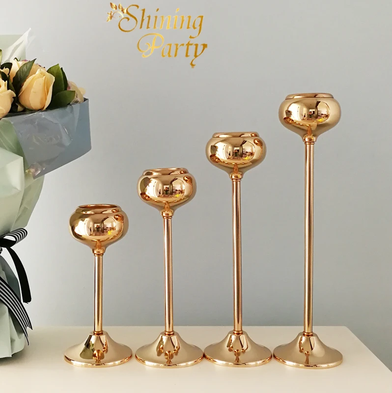 

New!Gold Metal Candle Holder, Wedding Centerpiece, Candlestick, Flower Vase, Free Ship, Wedding Party Christmas Home Decoration
