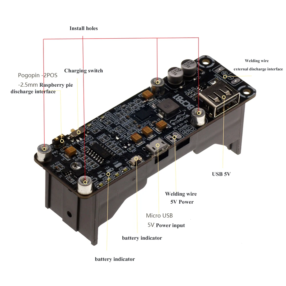 Lusya 26650 Raspberry Pi бортовой батареи UPS большая емкость литиевой батареи плата расширения 5V T0497