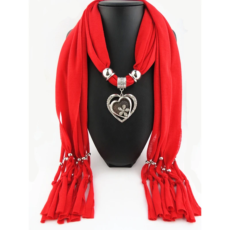 Женские шарфы, ожерелье, элегантные ювелирные изделия, Сердце, подвеска из драгоценного камня, шарф, дамские шарфы с кисточками, женские шали из фуляра, femme