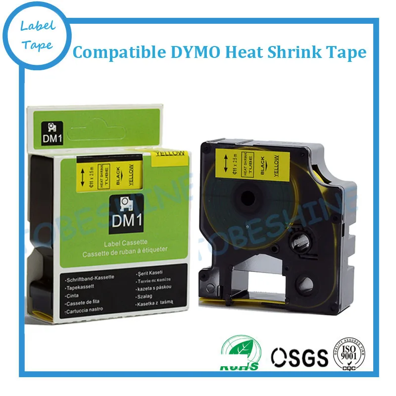 19Mm Nero Su Giallo Dymo Nastro Termoretraibile Rhino Stampante Di Etichette Dymo Compatibile