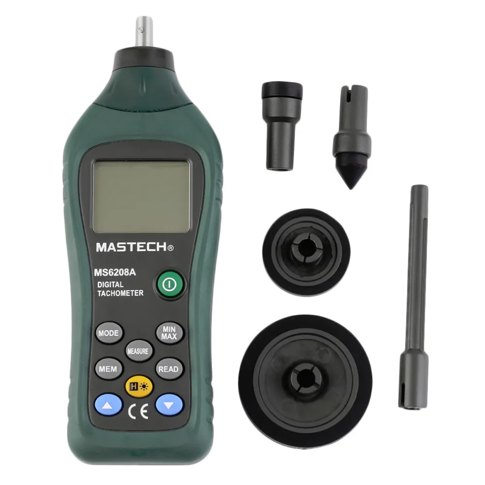 Hot Worldwide MS6208A Contact Digital Tachometer RPM Meter Rotation