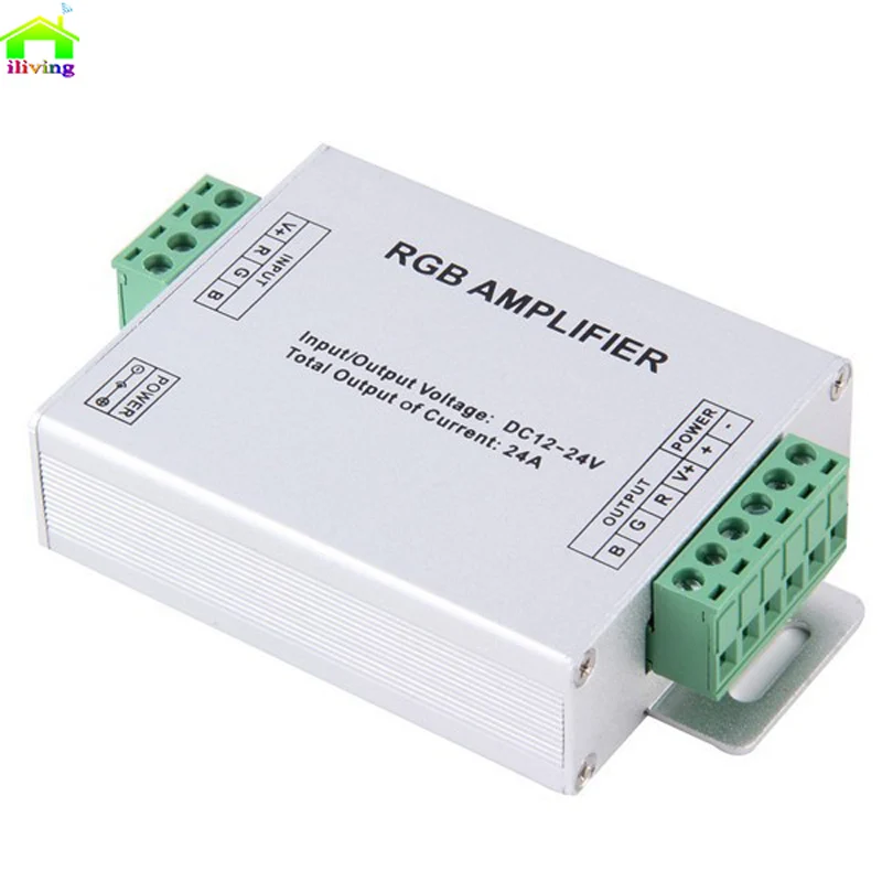 

LED RGB Aluminum 4 Channel Amplifier 24A LED Controller DC12-24V for 5050 3528 RGB LED Strip Light
